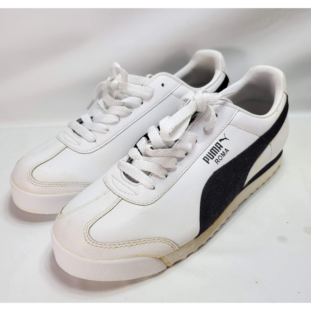 Vintage Puma Roma Leather Sneakers Y2K Hype Style Womans Size 9 White Blackβ
